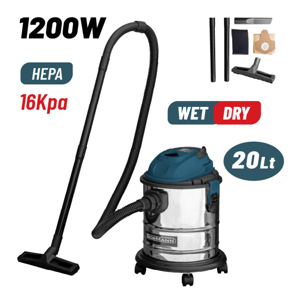 Bormann Bvc2610 Bormann Bvc2610 Σκούπα Υγρών-Στερεών 1200w, Ανοξείδωτο Κάδο 20lt 049814