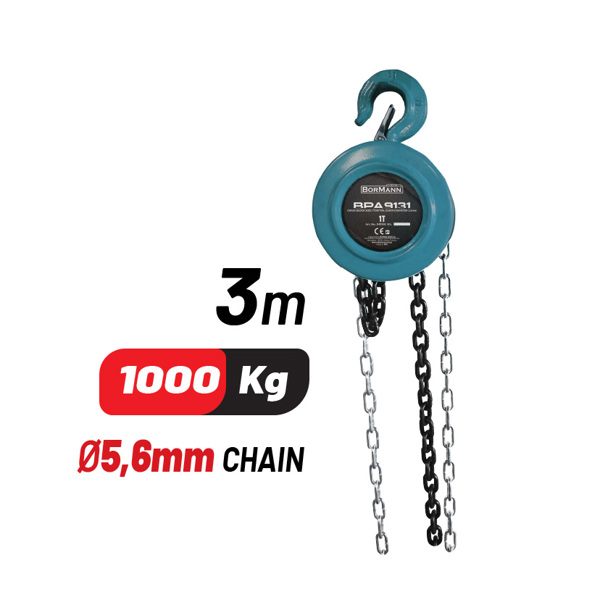Bormann Bpa9131 Bormann Bpa9131 Chain Hoist 1t, 3m, Chain Diameter 5.6mm 049340 up to 12 Interest-Free Installments