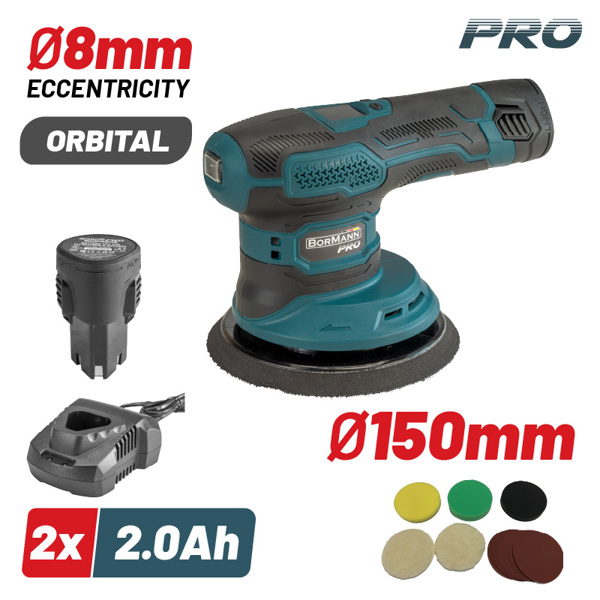 Bormann pro Bcp3800 Bormann pro Bcp3800 Αλοιφαδόρος Τριβείο Έκκεντρο Μπαταρίας 12v , 150mm , 8mm , 2000-4500rpm ,2x2ah 070528