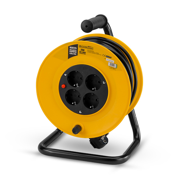 Bormann Bcr2225 Bormann Bcr2225 Μπαλαντέζα Καρούλι με Προστασία Υπερθέρμανσης 25m 3x1.5mm, 4 Πρίζες 054047