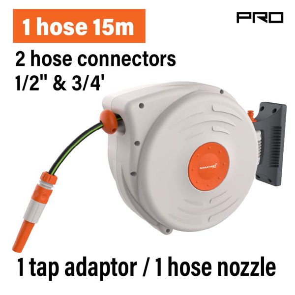 Nakayama pro Gh9160 Nakayama pro Gh9160 Ανέμη Ποτίσματος Τοίχου Αυτόματη, με Λάστιχο 15m 1/2'' & 4 Εξαρτήματα 062547