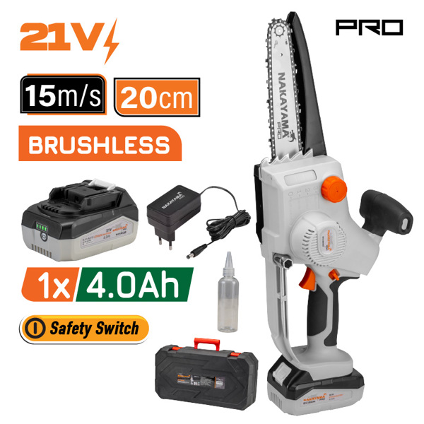 Nakayama pro Ec1600 Nakayama pro Ec1600 Κλαδευτικό Αλυσοπρίονο Μπαταρίας  21v, Brushless,li-Ion, Λάμα 20cm, 1500gr 061694