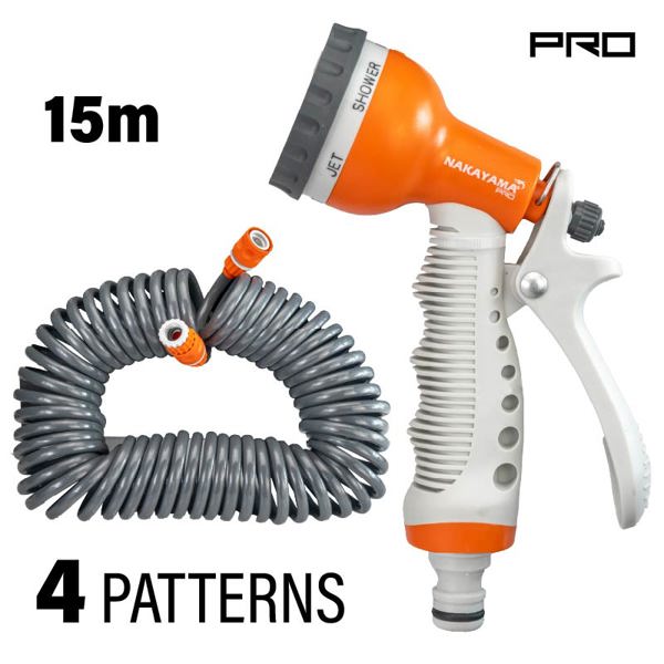 Nakayama pro Gh9244 Nakayama pro Gh9244 σετ Λάστιχο Σπιράλ 15m με Πιστόλι Ποτίσματος 062844