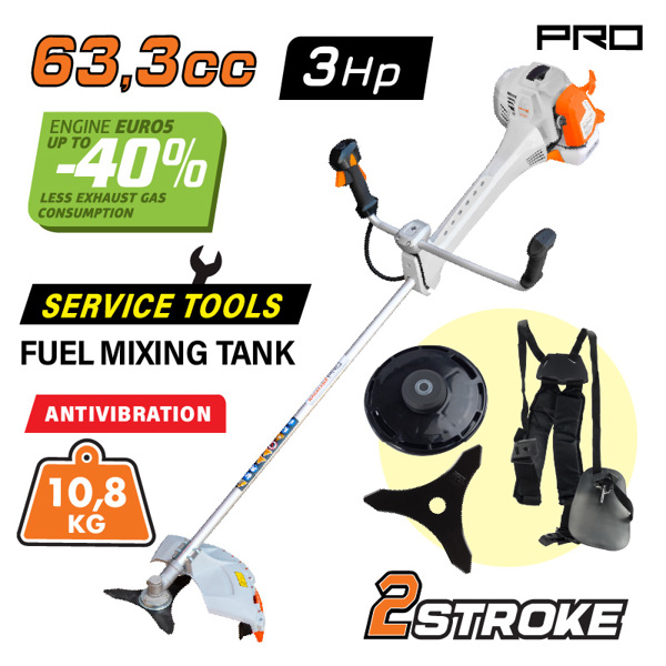 Nakayama pro Pb7700 Nakayama pro Pb7700 Θαμνοκοπτικό Βενζίνης 3hp, 63,3cc με Αντιδόνηση 033806