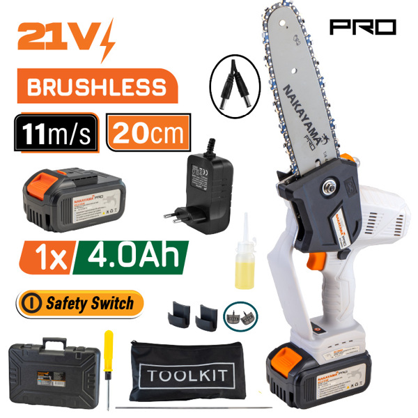 Nakayama pro Ec1550 Nakayama pro Ec1550 Κλαδευτικό Αλυσοπρίονο Μπαταρίας  21v, Brushless,li-Ion, Λάμα 20cm, 1500gr 055655
