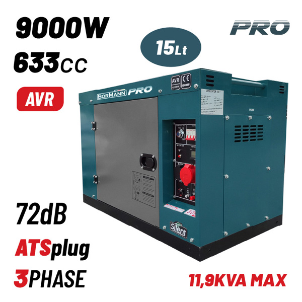 Bgb9800 Βormann pro Bgb9800 Γεννήτρια Πετρελαίου Τριφασική,συνεχής Απόδοση 900w,633cc, Κλειστού Τύπου 080756