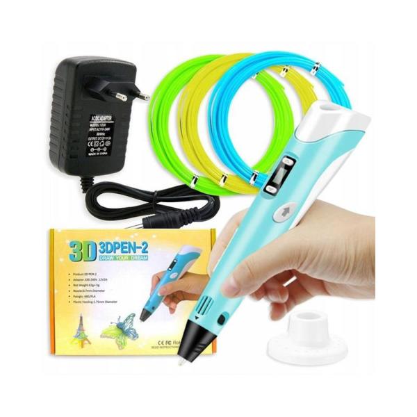3D Pen-2 PE12 με Ανταλλακτικό Νήμα PLA 9m Ροζ (OEM)