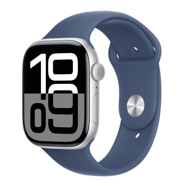 Apple Watch Series 10 GPS 46mm Aluminum Ασημί με Sport Loop Band Γαλάζιο