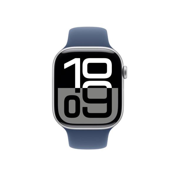 Apple Watch Series 10 GPS 46mm Aluminum Ασημί με Sport Loop Band Γαλάζιο