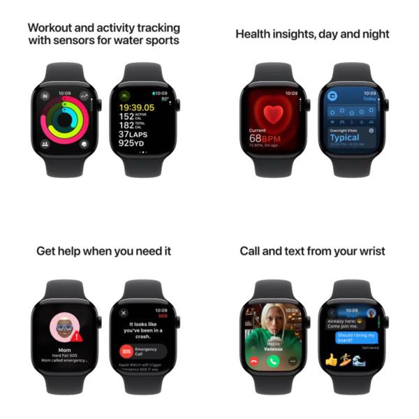 Apple Watch Series 10 GPS 46mm Aluminum Ασημί με Sport Loop Band Γαλάζιο