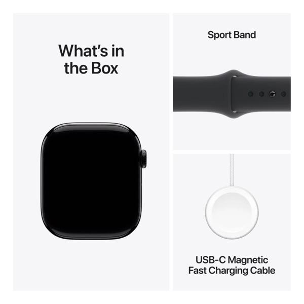 Apple Watch Series 10 GPS 46mm Aluminum Μαύρο με Sport Band Medium-Large Μαύρο