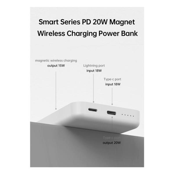 Ασύρματος Φορτιστής Ανάγκης Devia EP114 V2 Magnetic PD 20W 5000mAh Smart Λευκό