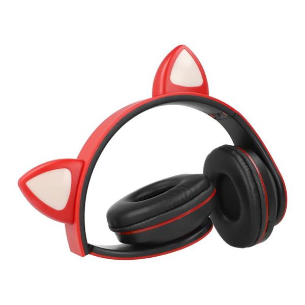Ασύρματα Ακουστικά Κεφαλής CAT EAR CXT-B39 με LED & SD Card Cat Ears Κόκκινο