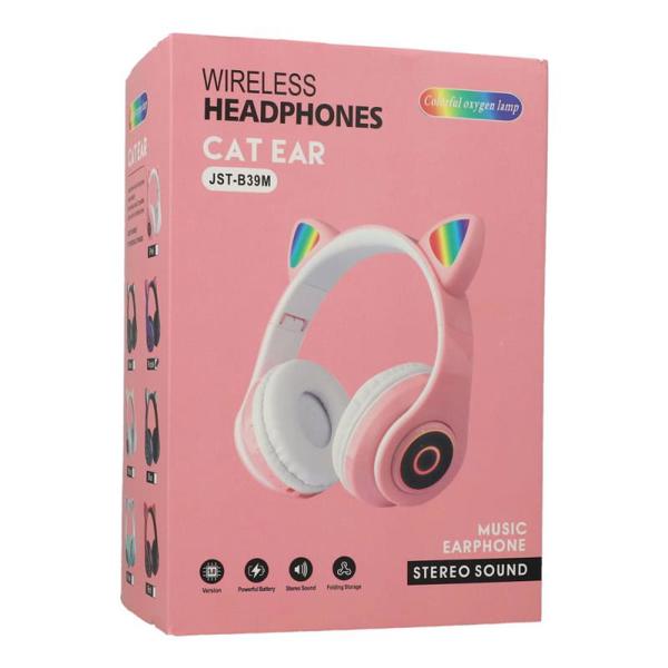 Ασύρματα Ακουστικά Κεφαλής CAT EAR CXT-B39 με LED & SD Card Cat Ears Κόκκινο