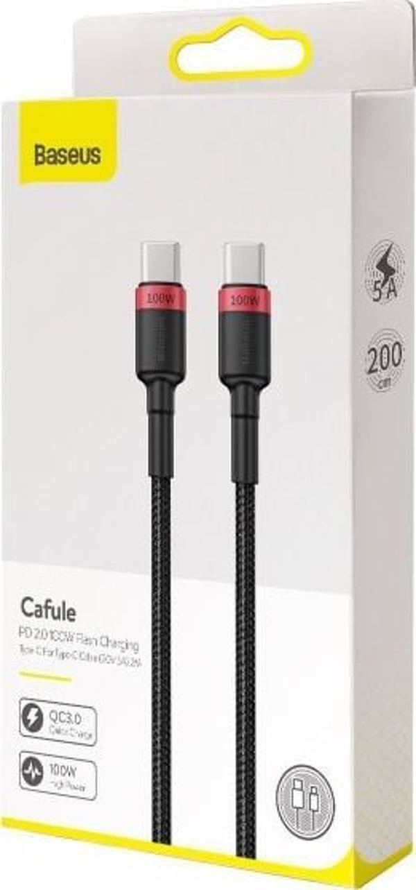 Baseus cable Cafule PD USB-C - USB-C 2,0 m 5A red-black 100W