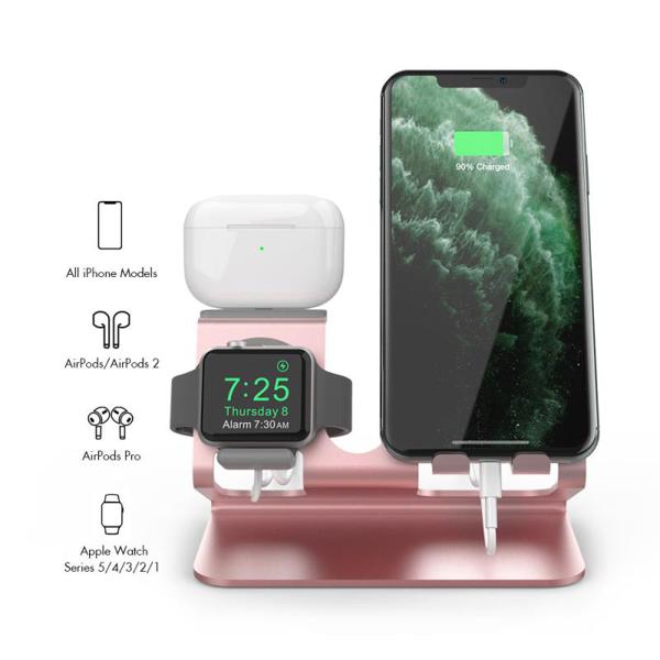 Επιτραπέζια Βάση AhaStyle ST05 για Φόρτιση Apple iPhone, Watch & Airpods Ροζ-Χρυσό