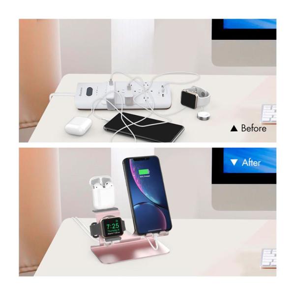 Επιτραπέζια Βάση AhaStyle ST05 για Φόρτιση Apple iPhone, Watch & Airpods Ροζ-Χρυσό