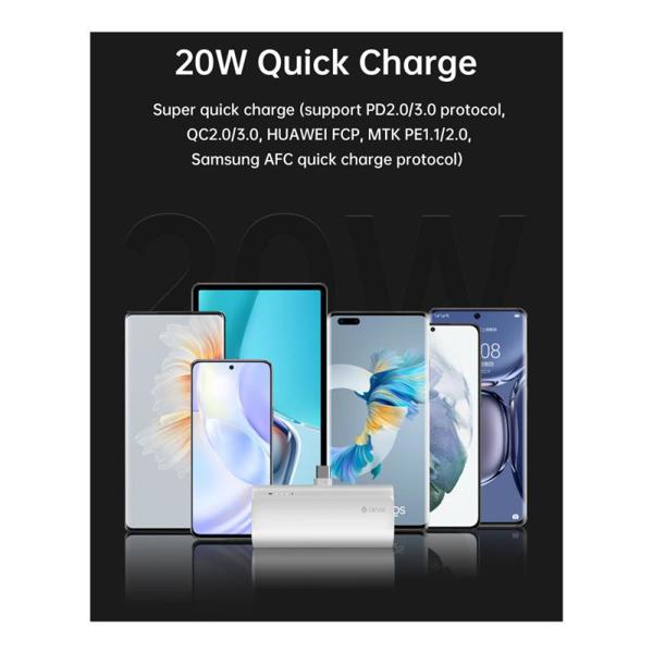 Φορτιστής Ανάγκης Devia EP141 Mini Pocket USB C PD 20W 4800mAh Extreme Speed Μαύρο