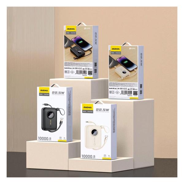 Φορτιστής Ανάγκης Dudao K14 PD 22.5W 10000mAh με Καλώδια USB C & Lightning Μαύρο