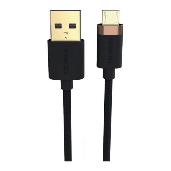 Καλώδιο Σύνδεσης USB 2.0 Duracell Braided Kevlar USB A σε Micro USB 1m Μαύρο