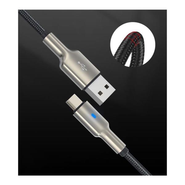 Καλώδιο Σύνδεσης USB 2.0 Devia EC313 Braided USB A σε USB C με Φωτάκι 1.5m Mars  Μαύρο-Ασημί