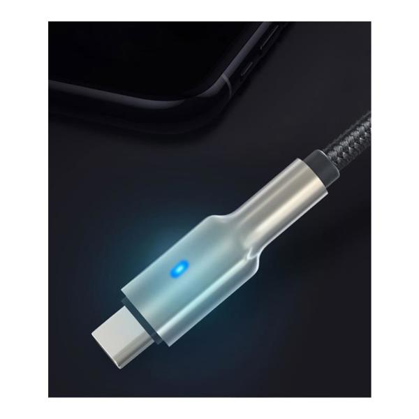 Καλώδιο Σύνδεσης USB 2.0 Devia EC313 Braided USB A σε USB C με Φωτάκι 1.5m Mars  Μαύρο-Ασημί