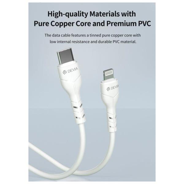 Καλώδιο Σύνδεσης USB 2.0 Devia EL237 4 σε 1 Kintone Series Eco-Friendly Λευκό (25 τεμ.) VALUE PACK
