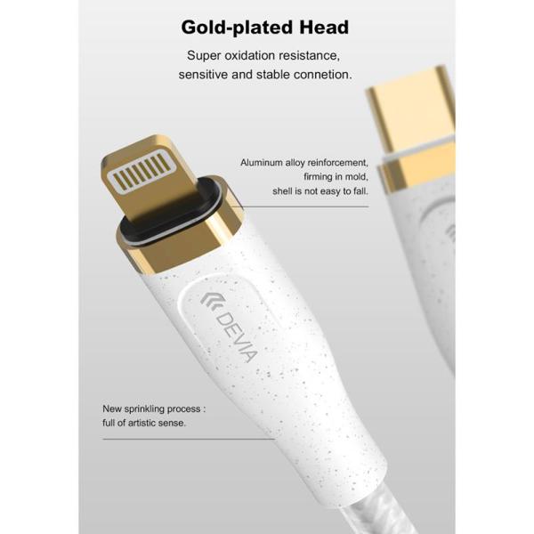 Καλώδιο Σύνδεσης USB 2.0 Woven Devia EC418 Braided USB C σε Lightning 1.5m Star Λευκό