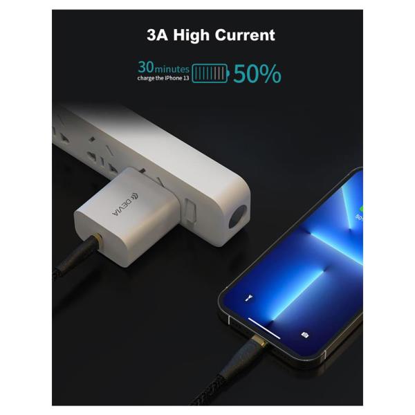 Καλώδιο Σύνδεσης USB 2.0 Woven Devia EC418 Braided USB C σε Lightning 1.5m Star Λευκό