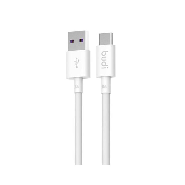 Καλώδιο Σύνδεσης USB 2.0 Budi USB A σε USB C 5A 1m Λευκό