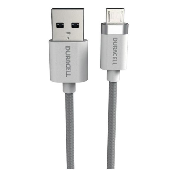 Καλώδιο Σύνδεσης USB 2.0 Duracell Braided Kevlar USB A σε Micro USB 1m Λευκό