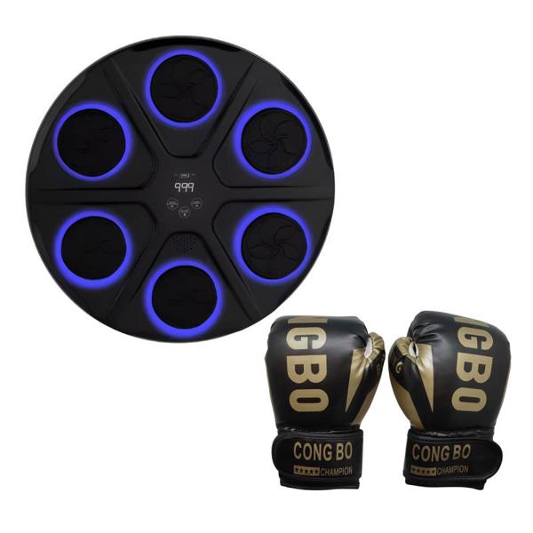 Music Boxing Machine Τοίχου & Γάντια Πυγμαχίας για Παιδιά Μαύρο
