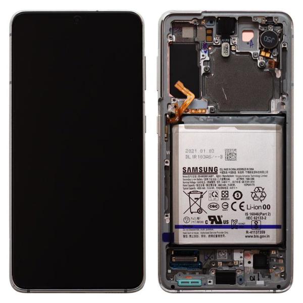 Οθόνη με Touch Screen, Μπροστινή Πρόσοψη & Μπαταρία Samsung G991B Galaxy S21 5G Λευκό (Original)