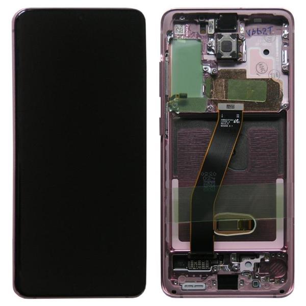 Οθόνη με Touch Screen & Μπροστινή Πρόσοψη Samsung G980F Galaxy S20 Ροζ (Original)
