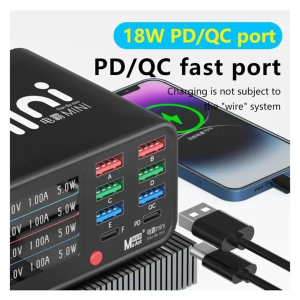 Πολυφορτιστής Πάγκου MaAnt DianBa Mini με 6 Θύρες USB A & USB C PD/ QC 75W & Οθόνη Ενδείξεων