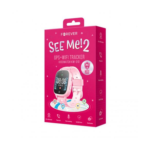 Smartwatch Forever See Me 2 KW-310 με GPS & Wi-Fi για Παιδιά Ροζ