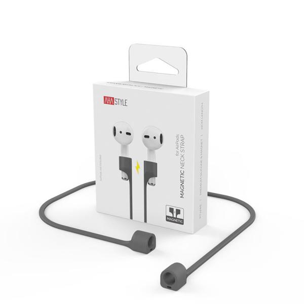 Strap Λαιμού Σιλικόνης AhaStyle PT74 Apple AirPods Magnetic Γκρι