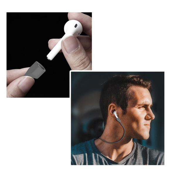 Strap Λαιμού Σιλικόνης AhaStyle PT74 Apple AirPods Magnetic Γκρι