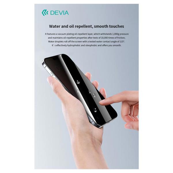 Tempered Glass Full Face Privacy Devia Apple iPhone 16 Pro Max Van Μαύρο (1 τεμ.)