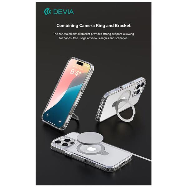 Θήκη TPU & PC Shock Proof Devia Magnetic Apple iPhone 16 Pro Max Clean με Stand Διάφανο