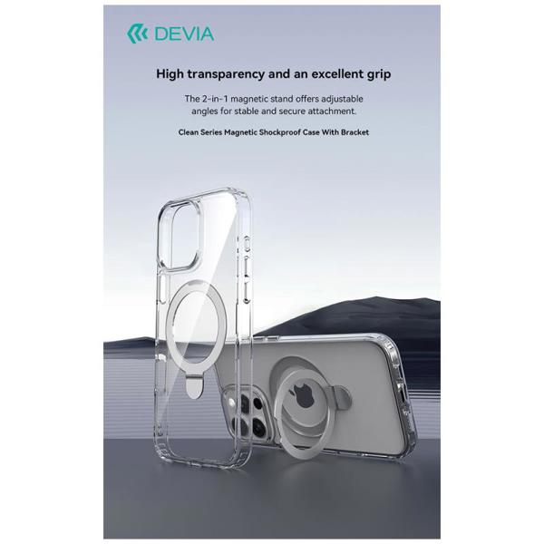 Θήκη TPU & PC Shock Proof Devia Magnetic Apple iPhone 16 Pro Max Clean με Stand Διάφανο