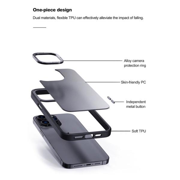 Θήκη TPU & PC Comma Joy Elegant Anti-Shock Apple iPhone 14 Plus Metal Frame Μπλε
