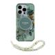 Θήκη PU/ Silicon Guess Magsafe Apple iPhone 16 Pro IML Flowers με Pearl Strap Πράσινο