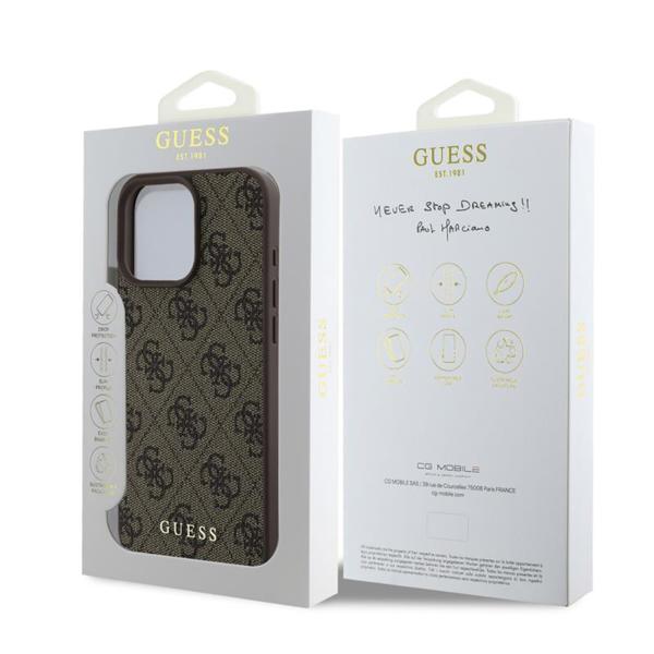 Θήκη PU Guess Apple iPhone 16 Pro Max Hardcase Classic Logo 4G Καφέ