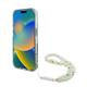 Θήκη PU/ Silicon Guess Magsafe Apple iPhone 16 Pro Max IML Flowers με Pearl Strap Πράσινο