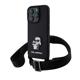 Θήκη Δερμάτινη Karl Lagerfeld Apple iPhone 16 Pro Max Saffiano Crossbody Metal Pin Karl & Choupette Μαύρο