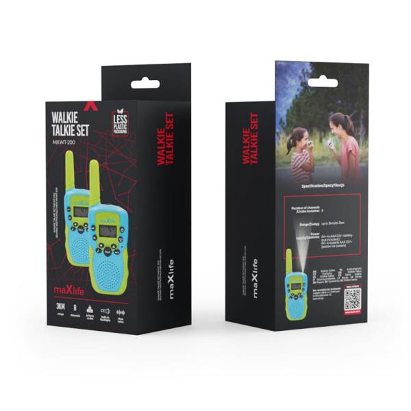 Walkie Talkie Maxlife MXWT-200 Μπλε-Πράσινο (2 τεμ.)