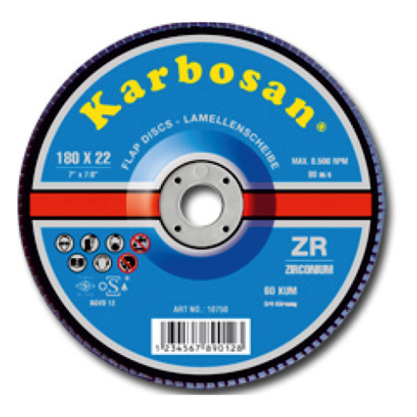 KARBOSAN 30450 ΔΙΣΚΟΣ ΠΤΕΡΥΓΙΩΝ ΓΙΑ ΑΝΟΞΕΙΔΩΤΑ , 125MM Χ 22 ZR80 CONIC FLAP