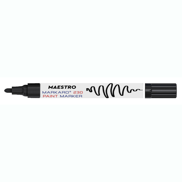 Maestro MARKARO230_BK PAINT MARKER ΜΑΡΚΑΔΟΡΟΣ ΑΝΕΞΙΤΗΛΟΣ ΜΕ ΜΠΙΛΙΑ, 2.3MM-3.0MM, ΜΑΥΡΟΣ