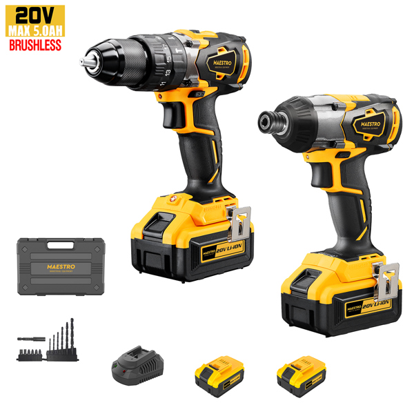 Maestro MCK-20BL KIT BRUSHLESS ΚΡΟΥΣΤΙΚΟ ΔΡΑΠΑΝΟΚΑΤΣΑΒΙΔΟ - ΠΑΛΜΙΚΟ ΚΑΤΣΑΒΙΔΙ (ΛΙΘΙΟΥ 20V - 2X5 Ah)